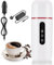 Car Electric Kettle, 420ml 12V/24V Portable Water Boiler Cup with Temperature Adjustable, 304 Stainless Steel Liner and Auto Shut-Off, Built-in Magnetic Induction Stirring with AC Adapter