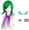 Vert Court Lâche Perruque pour Déguisement Femme Green Perruque avec Faux Cils Foulard Perruque Bonnet pour Halloween Carnaval Noël Cosplay Anniversaire Mardi gras Fête à Thème