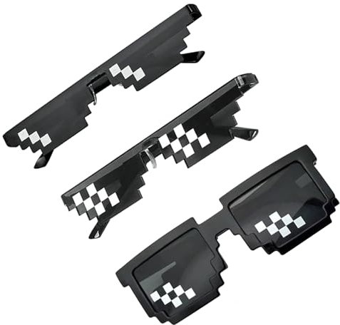 3 Stück,Pixel Mosaik Brille,Pixelbrille,Cool Sonnenbrille Lustig Spielzeug Sunglasses Basteln,Coole Gadgets,für Partys,Verkleidungen,Gaming,Novelglas,Party,Scherzartikel,Shades,Troll,Verkleidung
