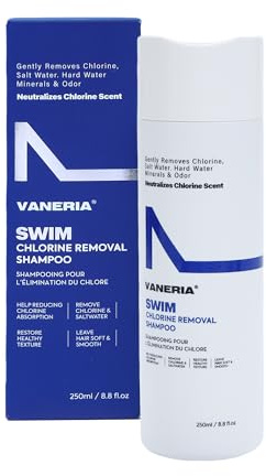 VANERIA Schwimm Shampoo, anti chlor Shampoo, 2-in-1 swim shampoo,anti hard water, Nach-Schwimmen-Haarpflege, Entfernt Poolgeruch, Farbschutz & weiches Haar,Alle Haartypen. 250ml/8,8 fl oz