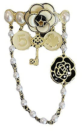 Broche en chaîne à pampilles en imitation de perles, épingles de revers élégantes, cadeau de bijoux vintage pour les femmes