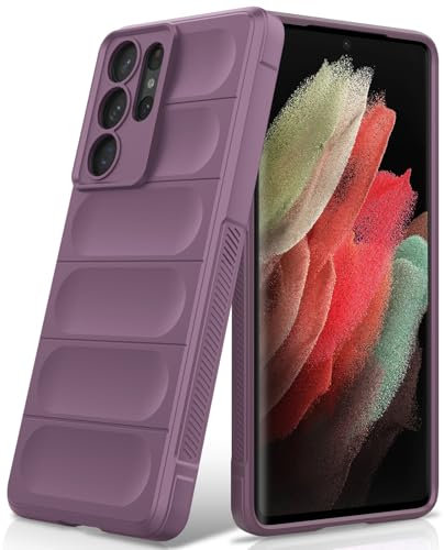 BonYonka Coque pour Samsung Galaxy S21 Ultra, Étui Silicone Liquide Case avec Doublure en Microfibre Anti-Rayures en Fibre et Protection pour Caméra, Violet