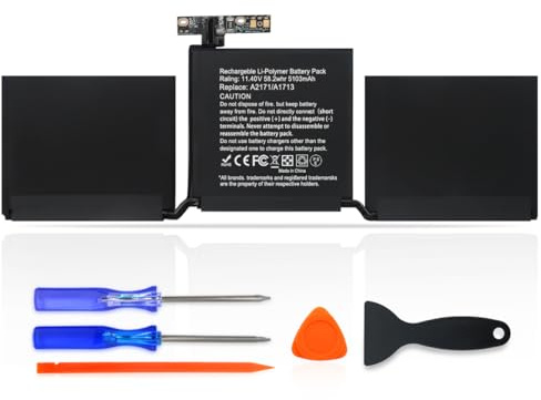 KXRSII A1713 A2171 Laptop Batería para MacBook Pro 13 Pulgadas Modelo A1708 (Finales de 2016, mediados de 2017) A2159 (2019) A2338 (2020, M1,M2) A2289 (2020) EMC 3164 3301 3456 2978 3578 11.4V 58.2Wh
