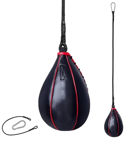 PP-Vic Kleiner, Verdickter Speed-Boxsack Aus Leder; Hochleistungs-Boxsack; Geeignet Für Erwachsene Und Kinder; Kraftvolle Schläge; Kann Für Haken,Aufwärtshaken Und Schwere Schläge Verwendet,Schwarz