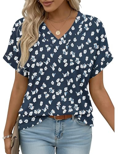 PLOKNRD Women's Loose Fit Short Sleeve Summer T-Shirts