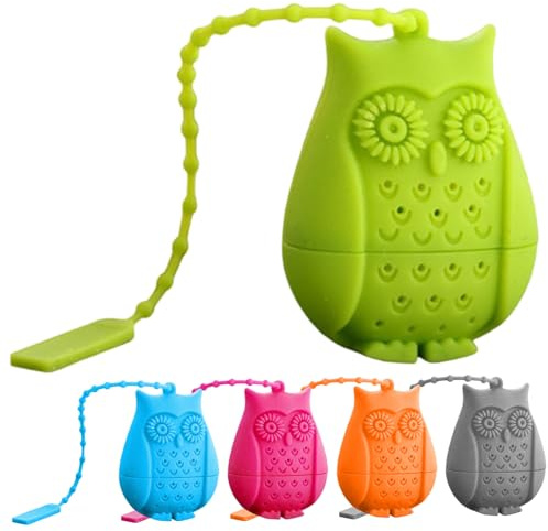 Owl Silicone Tea Strainer, 5 Pcs Creative Silicone Tea Bag, Reusable Infuser, Strainer, Lazy Loose Leaf Infuser for, Spices