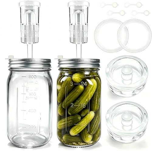 eupdd Fermentierglas: 2 Stück 2L/32oz Kimchi Behälter mit Gäraufsatz, Perfekt für Kimchi, Sauerkraut, Kombucha, Gemüse und Einlegen