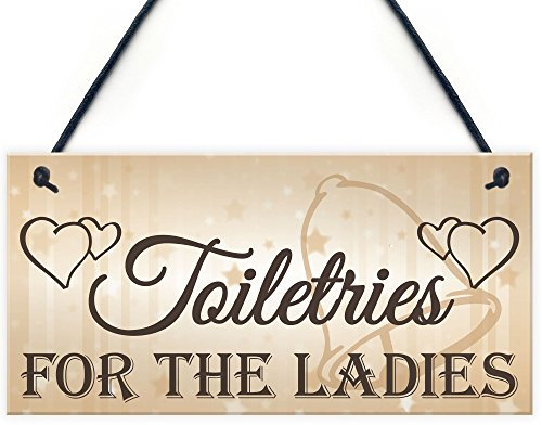 RED OCEAN Shabby & Chic Wedding Sign Toiletries For Ladies Bride Plaque Bridesmaid Gift Wedding Registry Gift List