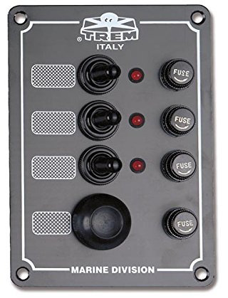 TREM Panel eléctrico Serie Marine con interruptores estanques + botón de trompeta y luces luminosas