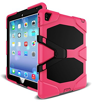 3 en 1 Outdoor Tablette étui pour Apple iPad Pro 2017 10.5 Anti-Chocs Rigide et Cadre en Silicone Tablette Hybride Rose foncé