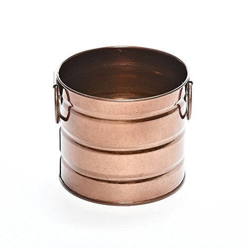 CraftMill 10cm Tall Dark Copper/Bronze Coloured Metal Bucket - 2 moveable handles/utensil condiment catering holder