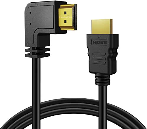 TNP HDMI Kabel abgewinkelt 90 Grad, 4k gewinkelt 90 Grad Winkelstecker - 1m, Eckstecker, für Blu-Ray-Player, Kabelbox, Apple TV, Roku, kompatibel zu HDMI 2.0/1.4, schwarz