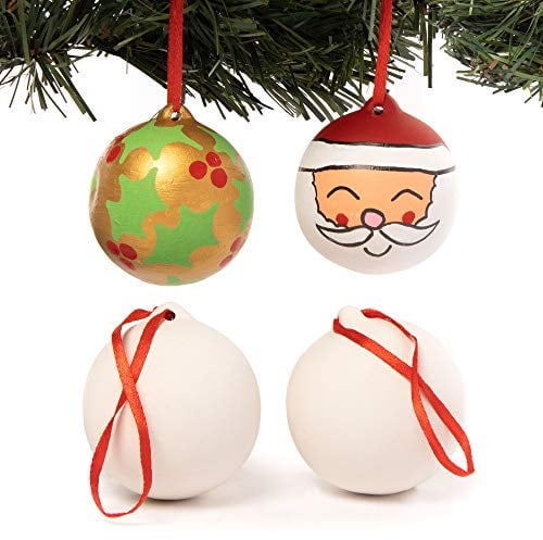 Baker Ross EX5152 Weihnachtsbaumkugeln zum selber basteln, Keramik-Weihnachtsbasteln für Kinder zum Dekorieren und Personalisieren, Braun, 4 Stück