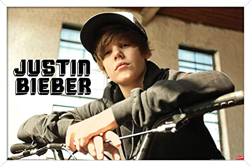 Trends International Justin Bieber – Fahrrad-Wandposter, 37,4 x 56,8 cm, weißer Rahmen