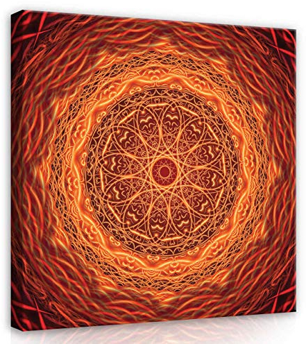 Leinwandbild Consalnet - Leinwand Bilder - Mandala Orient Rot - 80x80 cm Leinwandbilder - Bild auf leinwand - Wandbild XXL groß Wandbilder für Wohnzimmer Schlafzimmer Wohnzimmerbilder Modern