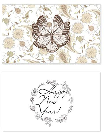 Simple, blassrosa Schmetterling mit Blumen, Neujahrskarte, Gedenkkarte, Glückwunschkarte