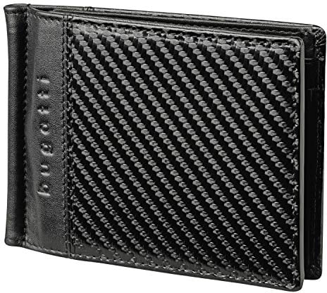 Bugatti Comet Geldbörse mit Geldklammer Herren Leder - Portemonnaie Herren Querformat Schwarz – Geldbeutel Portmonee Wallet Brieftasche Männer Portmonaise RFID