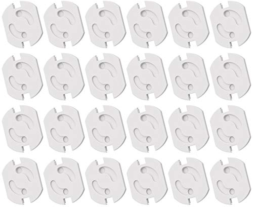 WELLGRO Steckdosen Schutz - mit Drehmechanik, selbstklebend, weiß - Kindersicherung - Menge wählbar, Stückzahl:24 Stück