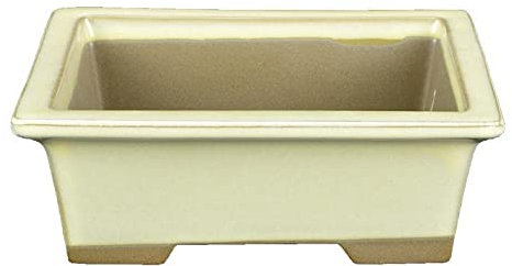 Vaso per bonsai Giapponese Morrisan rettangolare in gres smaltato bianco 11x8,5x4,5 cm - B05-2b