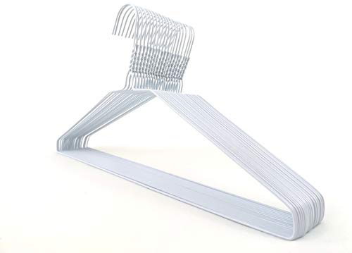 DODIN HOME 10 White Wire Hangers Space Saving Metal Coat Hanger Suit Hangers with Trouser Bar Clothes T-Shirt Dress (White, 10)