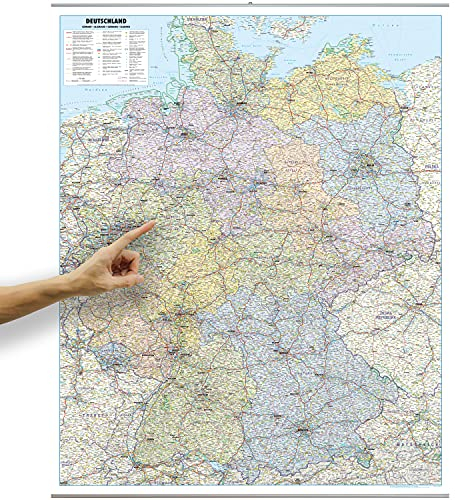 ORBIT Globes & Maps - Straßenkarte Deutschland, Deutschlandkarte als Poster, Karte von Deutschland ca. 98x138cm: mit Leisten, Maßstab 1:700 000