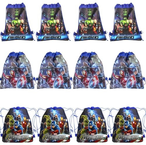 Partytüten, 12 Stück Kinder Kordelzug Rucksack Mitgebsel Kindergeburtstag Gastgeschenke Tasche Party Geschenktüten für Kinder Geburtstagsparty Süßigkeiten