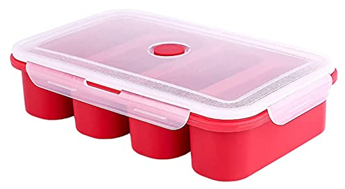 LKJYBG Bac de Congélation en Silicone à 4 Cellules Avec Couvercle - Récipient de Conservation pour Aliments, 4 Cubes, Moules - Boîte d'Emballage pour Soupe