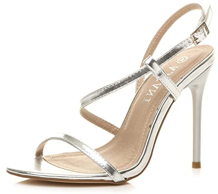 AJVANI high heel barely there strappy buckle evening sandals shoes size 8 41