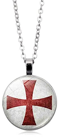 CQHODFYA Collana Religiosa con Ciondolo Cavalieri Templari Croce per Donna Uomo,Collana Pendente Regolabile 18+2,Regalo di Gioielli, Collana Amuleto in Lega di Zinco(con Confezione)