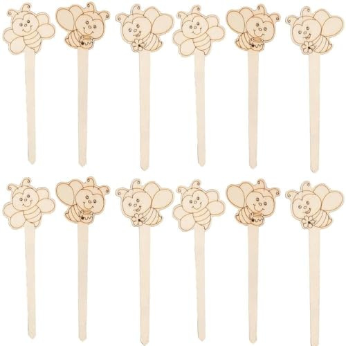 Fun Express Color Your Own Bee Plant Stakes – Customizable Garden Decor for Kids Craft Projects – Ideal for Outdoor & Indoor Gardens Perfect for DIY Garden Parties Gifts & Home Decor – 12 Pieces