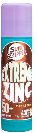 Sun Zapper Zinc Stick - Purple Colour Sunblock Stick SPF 50+ Zinc Oxide Face Mineral Sun Cream Made in Australia