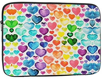 Laptop-Hülle mit Regenbogen-Herzen, tragbar, wasserdicht, 25,4 - 43,2 cm (10-17 Zoll)