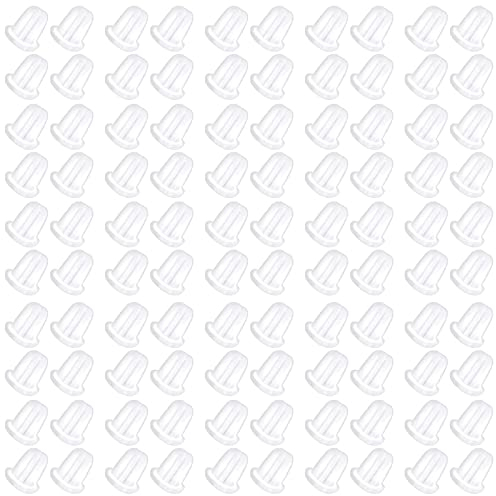 100 Stück Ohrring Verschluss Silikon Stopper Stecker Verschluss Kunststoff Ohrringe Rücken Stopper Silikon Transparent Stopper,Universal Verschluss Gummi für DIY Schmuck Fitting Ohrringe Machen