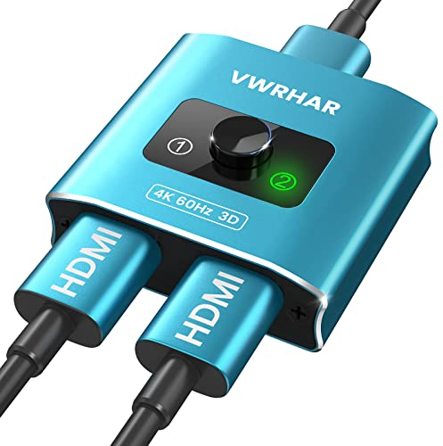 HDMI Switch HDMI Splitter, 4K@60Hz Aluminium Bidirektional HDMI Switch 2 In 1 Out oder 1 In 2 Out HDMI Switcher, HDMI Verteiler Unterstützt HDCP 2.2 4K 3D HDR für Fire TV Stick UHD TV PS5 Xbox DVD