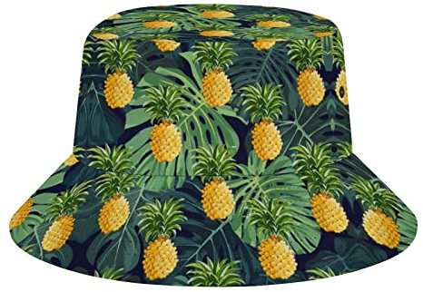 452 Fischerhut Ananas Tropisch Anglerhut Faltbar Reisen Eimerhut Weich Camping Bucket Hat