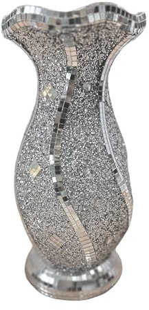 Silver Crushed Diamond Glitter Display Flower Vase, Pot With Floral Design Luxury Home Decoration Appearance Is Easy To Attract Beautiful Decorative (Gourd Shaped Vase)