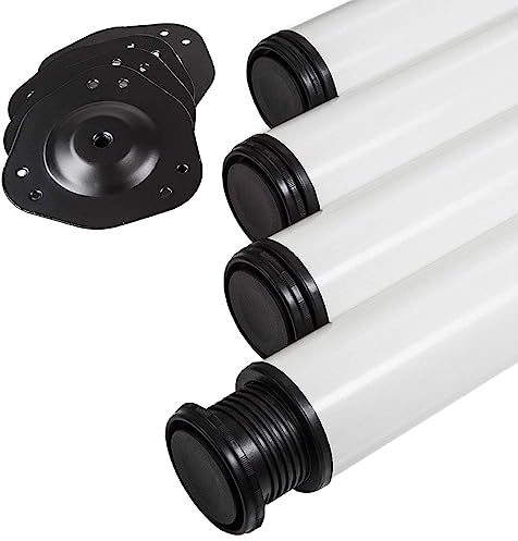 SOTECH 4 pièces Pieds de table Hauteur 820 mm Ø 76/80 mm acier avec surface blanche charge maximale 300 kg (75 kg par pièce) avec réglage en hauteur 32 mm