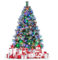 COSTWAY 180/210cm Künstlicher Weihnachtsbaum LED, beleuchteter Tannenbaum mit Kiefernzapfen & roten Beeren & Metallständer, 11 Lichtmodi, Christbaum PVC Kunstbaum Weihnachten, grün+weiß (180cm)