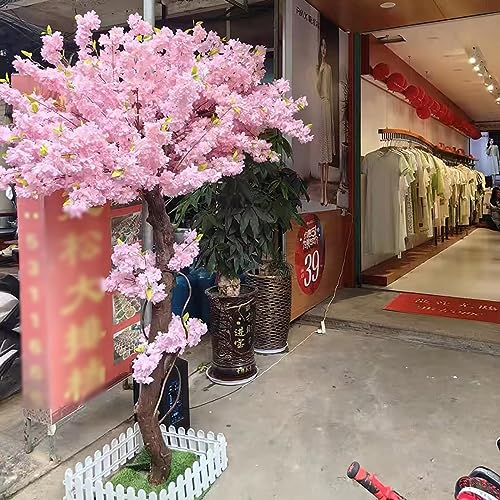 Kunstbaum Kunststoff-Pflanze, Wohnzimmer-Dekoration, Realistischer Gummibaum/Kirschblüten-Simulation, Extra Hohe Dekorative Lichterbäume In Rosa, Restaurant-Einkaufszentrum ( Color : H x W Pink , Size