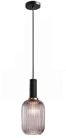Glas Pendelleuchte, Industrial Vintage E27 Loft Bar Deckenleuchte Hängelampe, Esszimmer Schlafzimmer Küchen Kronleuchter (13cm, Schwarz)