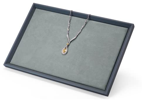 Oirlv Premium Leder Flach Schmucktablett Schmuck Display Organizer Tray,Organisationstablett für Nachttisch oder Kommode(Groß)