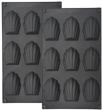 YXHZVON 2 Stücke Madeleine Backformen, 9 Hohlräume Silikon Madeleines Backformen, Madeleena-Form für Kuchen Schokolade Süßigkeiten Kekse (Schwarz)
