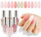SAVILAND 2024 Quick Dry Nail Polish: 6Pcs Hot Sheer Color Nail Polish Set Solid Color Locked X Tech Pink Nude Glitter Nail Gel Polish Kit Castor Oil Gel Polish Nail Art Home DIY Idea Gift Set