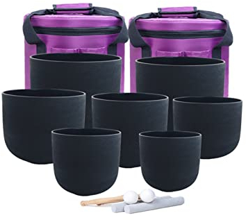 Black Chakra Frosted Quartz Crystal Singing Bowls Set Of 7 7-12 With Free Case (Color : 440hz)