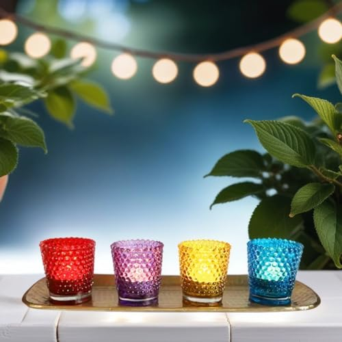 Geschenkset Weihnachtsdeko Bunt | Orientalische Windlichtset mit Tablett orientalisch | Marokkanische Windlichter aus Glas als Dekoration |