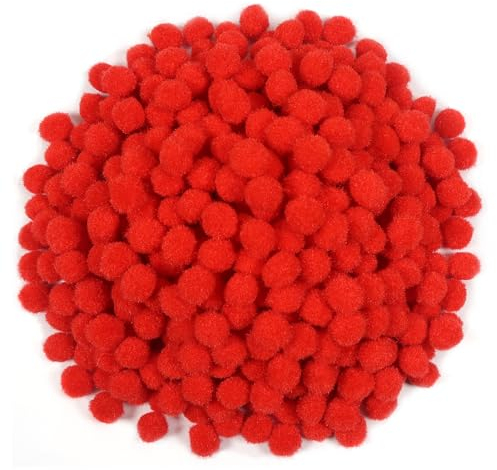 TOAOB 300 Stück Pompons 10mm Rot Klein Pompom Flauschigen Plüsch Set Bälle Kunst Bommel für Lustige DIY Kreative Handwerk