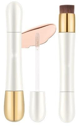 2 in 1 – Foundation + Anti-Falten-Concealer, flüssiger Concealer mit Pinsel, Doppelkopf-Concealer, langlebiges wasserfestes Concealer-Make-up für das Gesicht zur Abdeckung (#02)