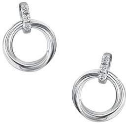 Modeschmuck Ohrringe, Damen 18K Weißgold Topas-Ohrstecker mit gedrehtem Ring