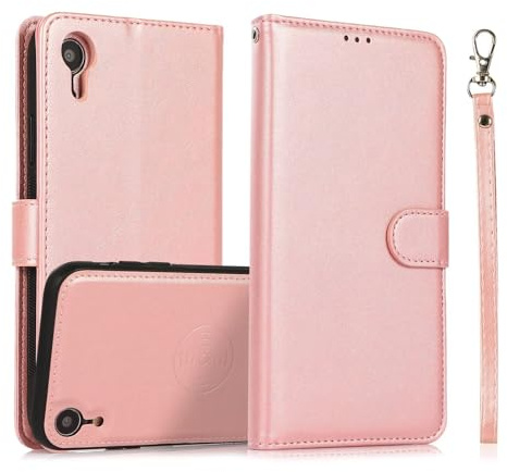 Beajew Hülle für iPhone XR [Abnehmbar] 2-IN-1 Magnetische Schutzhülle [3 Kartenfächer] RFID Blocker Klapphülle Handyhülle Kompatibel mit iPhone XR, Roségold