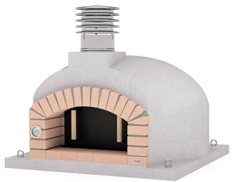 MOVELAR - Holzofen für den Außenbereich, Modell OLYMPUS MONS (Weiß - 110 x 110 x 80 cm) – isoliert mit Kork & 3 Keramikmatten, energiesparender Backofen für Pizza & Fleisch